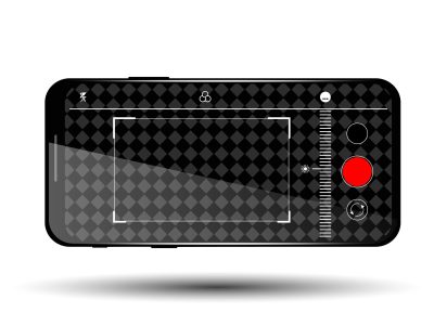 Mobile phones with focusing screen of the camera video, photo. Photo shoot for social network. Shooting a video for social network. Vector illustration.